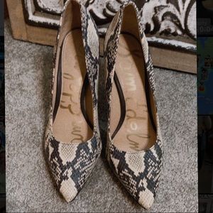 Snakeskin stiletto heels